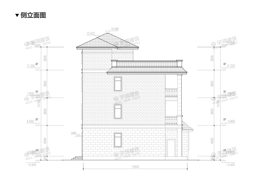 漂亮四層帶露臺農(nóng)村別墅設(shè)計(jì)圖紙