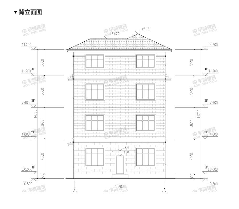 漂亮四層帶露臺農(nóng)村別墅設(shè)計(jì)圖紙