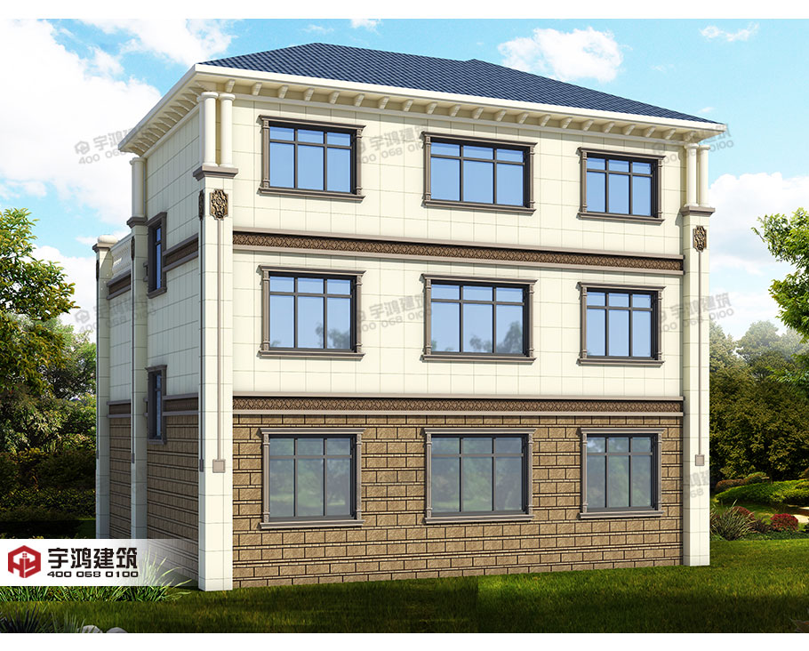 氣派農(nóng)村30萬別墅款式三層設(shè)計圖，帶堂屋神龕