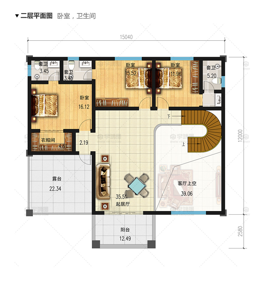 180平新農(nóng)村復(fù)式小別墅設(shè)計(jì)圖紙，清新淡雅外觀效果圖