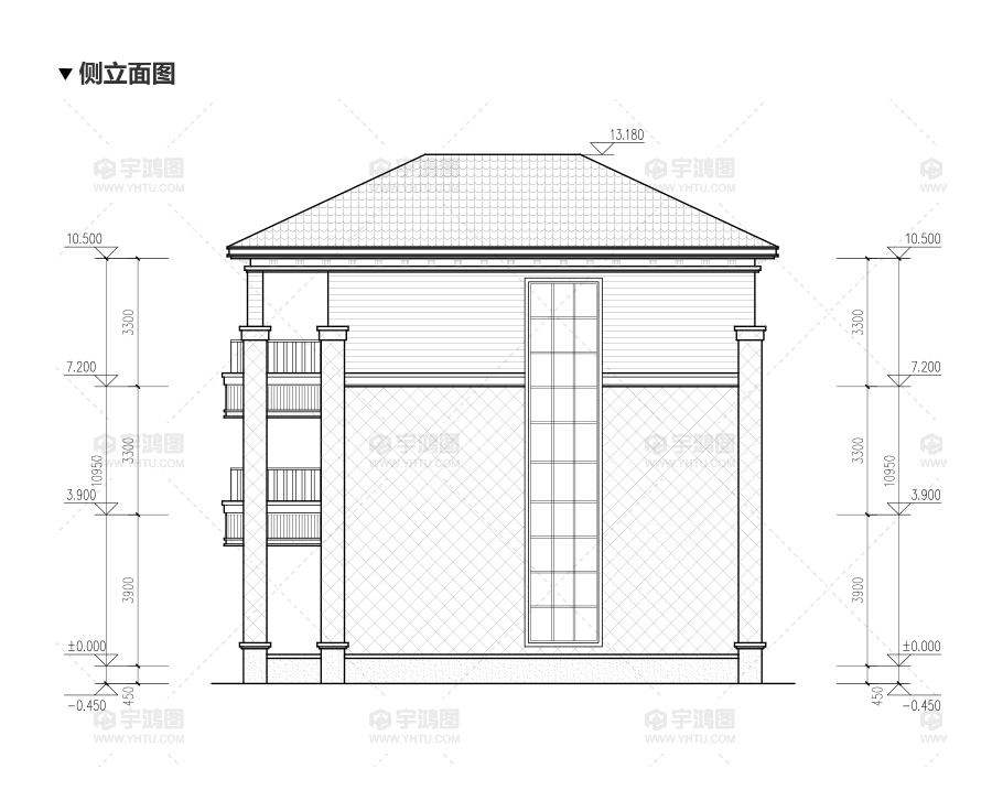 漂亮的三層帶小陽(yáng)臺(tái)別墅設(shè)計(jì)圖紙及效果圖