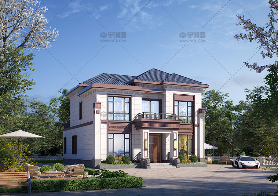 磚混結(jié)構(gòu)新中式別墅兩層設(shè)計占地151平設(shè)計圖紙